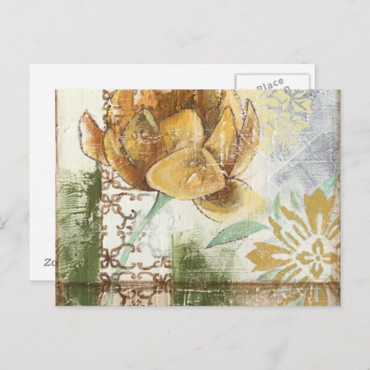 Dekoratives Fresco-Design mit Globe-Blume Postkarte (Vorne/Hinten)