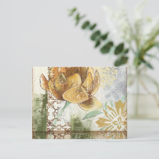 Dekoratives Fresco-Design mit Globe-Blume Postkarte (Stehend Vorderseite)