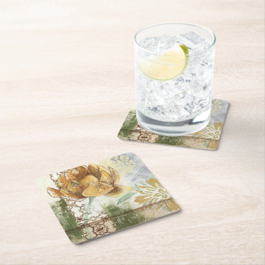 Dekoratives Fresco-Design mit Globe-Blume Rechteckiger Pappuntersetzer (Vor Ort)