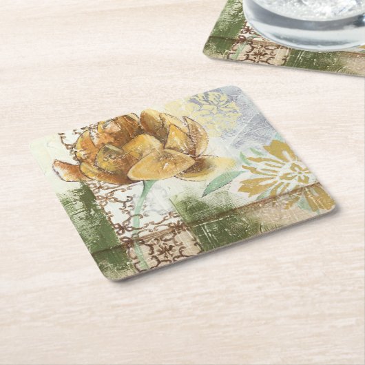 Dekoratives Fresco-Design mit Globe-Blume Rechteckiger Pappuntersetzer (angewinkelt)