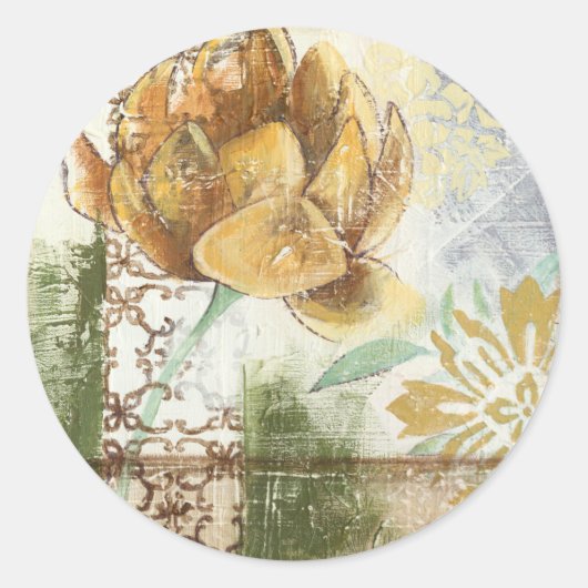 Dekoratives Fresco-Design mit Globe-Blume Runder Aufkleber (Vorderseite)