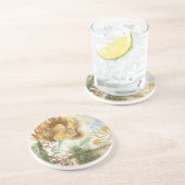 Dekoratives Fresco-Design mit Globe-Blume Sandstein Untersetzer (Seite)