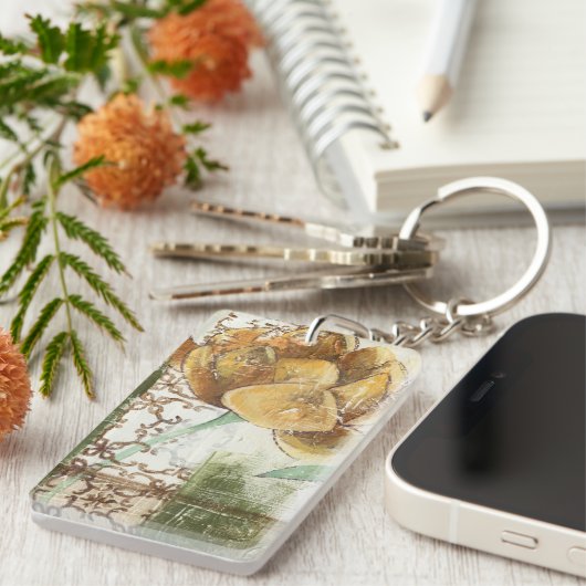 Dekoratives Fresco-Design mit Globe-Blume Schlüsselanhänger (Vorderseite rechts)