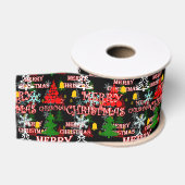 Dekoratives Frohe Weihnachten Textmuster Design  Ripsband (Spule)