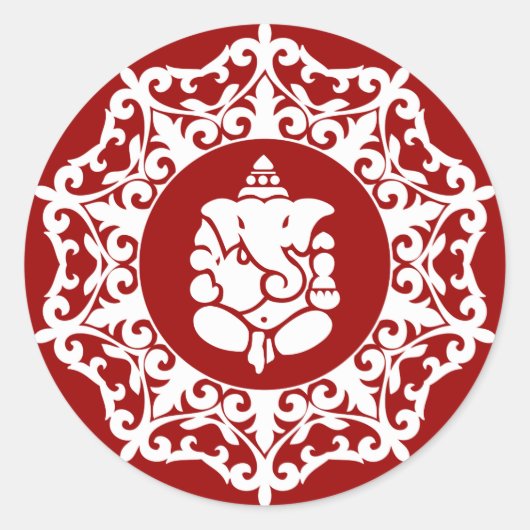 Dekoratives Ganesha Design Runder Aufkleber (Vorderseite)