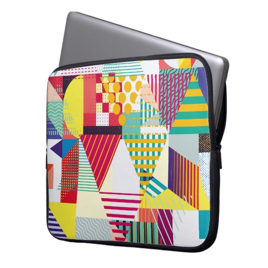 Dekoratives geometrisches, abstrakt nahtloses Must Laptopschutzhülle (Vorderseite Links)