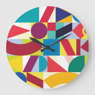 Dekoratives geometrisches abstraktes Vintage-Muste Große Wanduhr