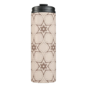 Dekoratives geometrisches Blumenmuster. Nahtloser Thermosbecher