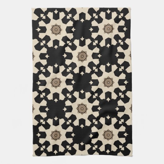 Dekoratives geometrisches Muster aus Schwarz und B Geschirrtuch (Vertikal)