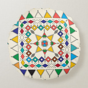 Dekoratives geometrisches Wiederholmuster, inspiri Rundes Kissen