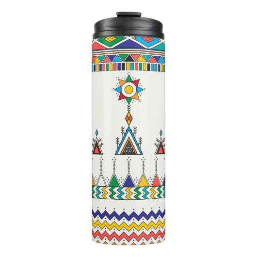 Dekoratives geometrisches Wiederholmuster, inspiri Thermosbecher (Vorderseite)