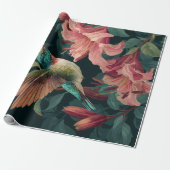 Dekoratives Geschenkpapier Kolibri Blumenmuster (Ungerollt)