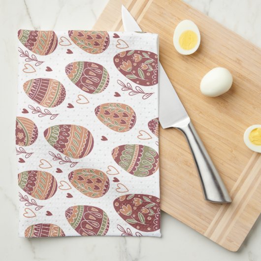 Dekoratives Geschirrtuch des Osterei-Muster-| (Viertel Falte)