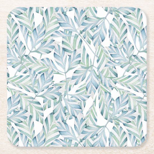 Dekoratives gestreiftes Blatt-Muster Rechteckiger Pappuntersetzer (Vorderseite)