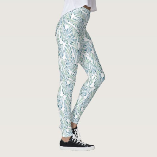 Dekoratives, gestreiftes Leaf-Muster Leggings (Rechts)