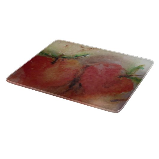 Dekoratives Glasschneiden-Brett mit Äpfeln Schneidebrett (Ecke)