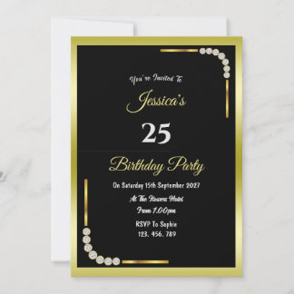 Dekoratives Gold & 7 Diamanten Geburtstag Einladung