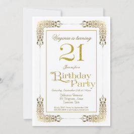 Dekoratives Gold Border 21. Geburtstag Party Einladung