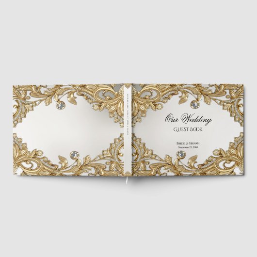 Dekoratives Gold Gästebuch (Voll)