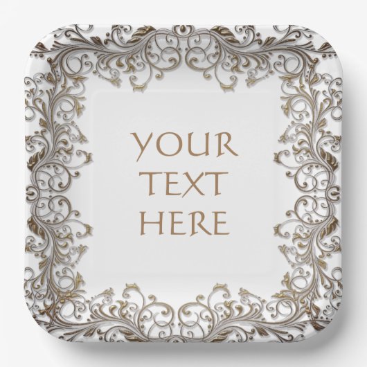 Dekoratives Gold gestalten Pappteller (Vorderseite)