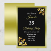 Dekoratives Gold & Perlen Geburtstag Einladung (Vorne/Hinten)