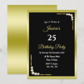 Dekoratives Gold & Perlen Geburtstag Einladung (Vorne/Hinten)