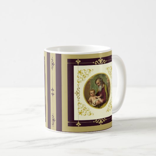 Dekoratives Gold St- Josephu. Kinderjesuss Kaffeetasse (VorderseiteRechts)