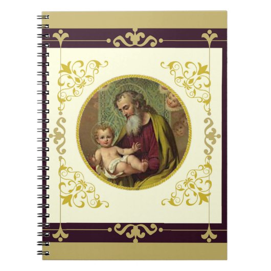 Dekoratives Gold St- Josephu. Kinderjesuss Notizblock (Vorderseite)