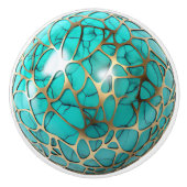 Dekoratives Gold Web über Aquamarines Schwarzes Or Keramikknauf (Vorderseite)