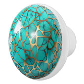 Dekoratives Gold Web über Aquamarines Schwarzes Or Keramikknauf (Rechts)