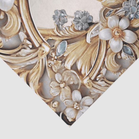 Dekoratives Gold Weißes Blumenzwirn Seidenpapier (Detail)