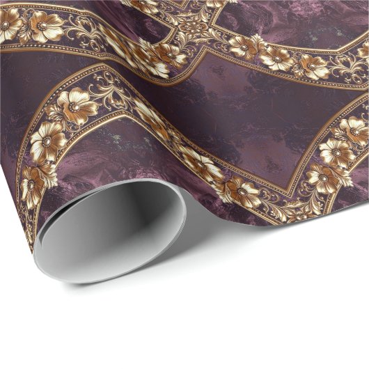 Dekoratives goldenes Blumenverpackungspapier Geschenkpapier (Rolleneckpunkt)