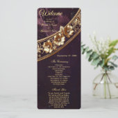 Dekoratives Goldenes Florales Hochzeitsprogramm Programm (Stehend Vorderseite)