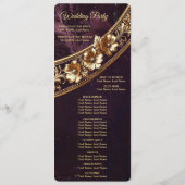 Dekoratives Goldenes Florales Hochzeitsprogramm Programm (Rückseite)