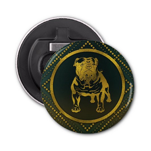 Dekoratives Goldenes geprägt - englische Bulldogge Flaschenöffner (Vorderseite)