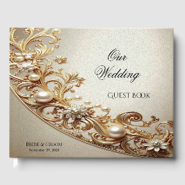 Dekoratives goldenes Schwung-Gästebuch Gästebuch