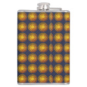 Dekoratives goldenes Sonnensymbol Flachmann (Rückseite)