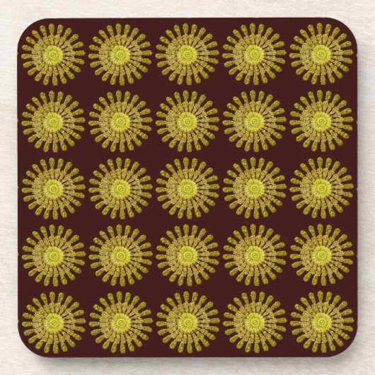 Dekoratives goldenes Sonnensymbol Getränkeuntersetzer (Vorderseite)