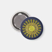 Dekoratives goldenes Sonnensymbol Magnet (Vorderseite/Rückseite)