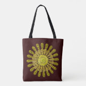 Dekoratives goldenes Sonnensymbol Tasche (Rückseite)