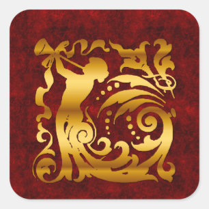 Dekoratives Goldenes Weihnachtsfest Quadratischer Aufkleber