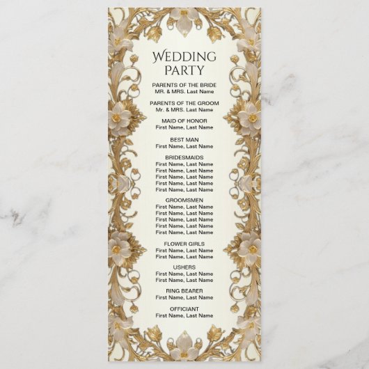 Dekoratives Goldhochzeitsprogramm für weiße Blume Programm (Rückseite)