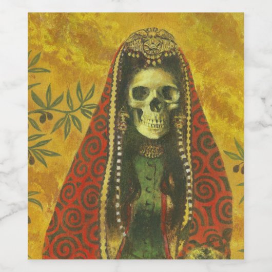 Dekoratives Gotisches Skelett Weinetikett (Einzelnes Label)