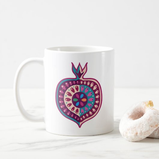 Dekoratives Granatapfelfrucht Kaffeetasse (Mit Donut)