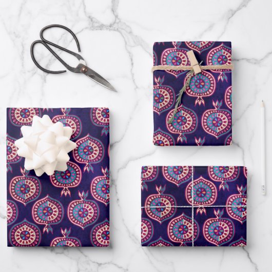 Dekoratives Granatmuster Geschenkpapier Set (Vorderseite)
