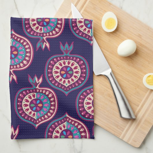 Dekoratives Granatmuster Geschirrtuch (Viertel Falte)