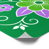 Dekoratives grünes und violettes Blumenmuster Poster (Ecke)