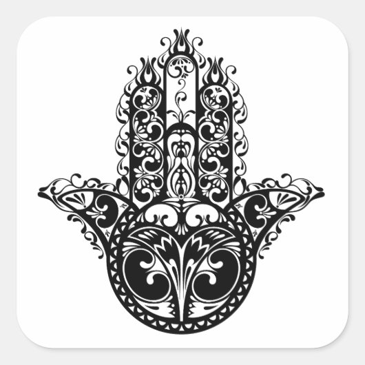 Dekoratives Hamsa Design Quadratischer Aufkleber (Vorderseite)