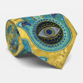 Dekoratives Hamsa Handmuster auf Gold Krawatte (Gerollt)