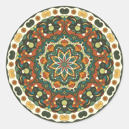 Dekoratives, helles Mandala Runder Aufkleber (Vorderseite)
